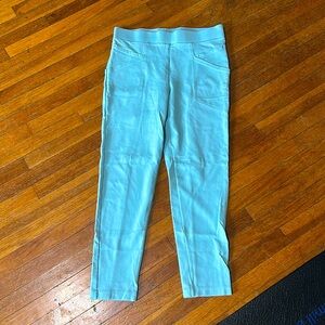 Betabrand “Journey” Skinny Dress Pants, Light Teal, Large